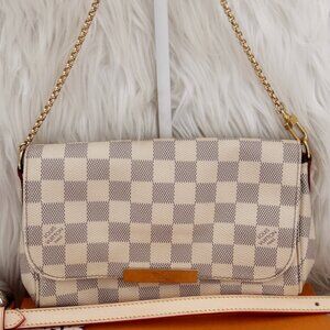 Louis Vuitton Favorite bag in  Damier Azur with Box, added crossbody strap